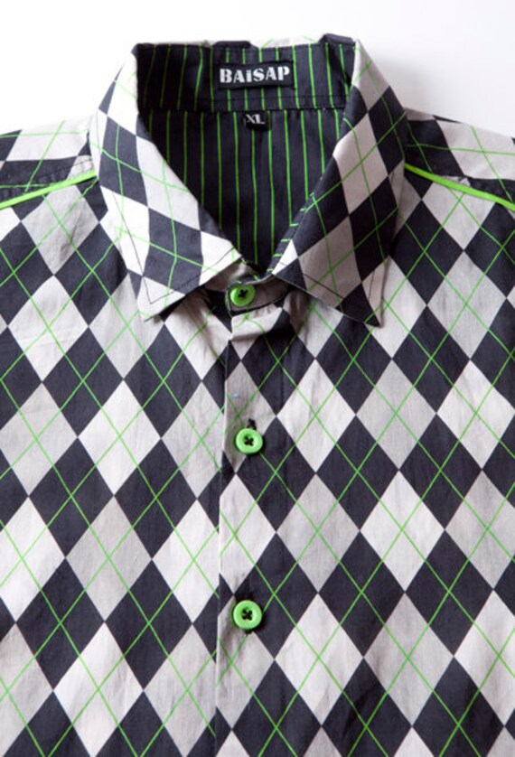 Argyle Shirt, Short Sleeve - Jacquard - Etsy Israel