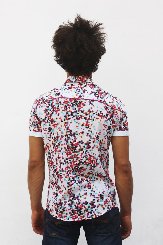 Mens Short Sleeve Polka Dot Shirt 