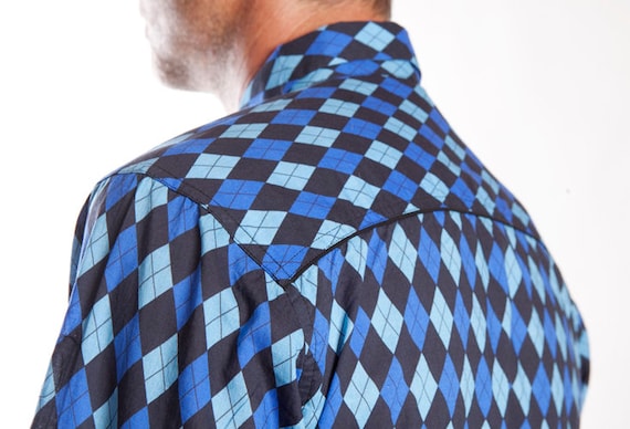 dark blue checkered dress shirt Lau Plaid Shirt Jacket – Blue | Tops & Shirts main image 0