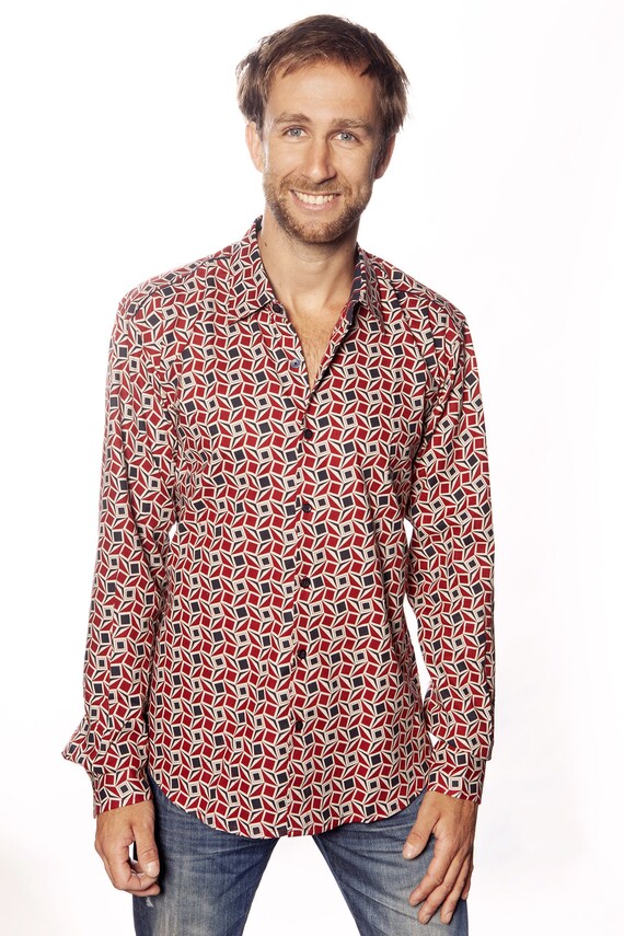 Red White and Blue Shirts Mens Retro 
