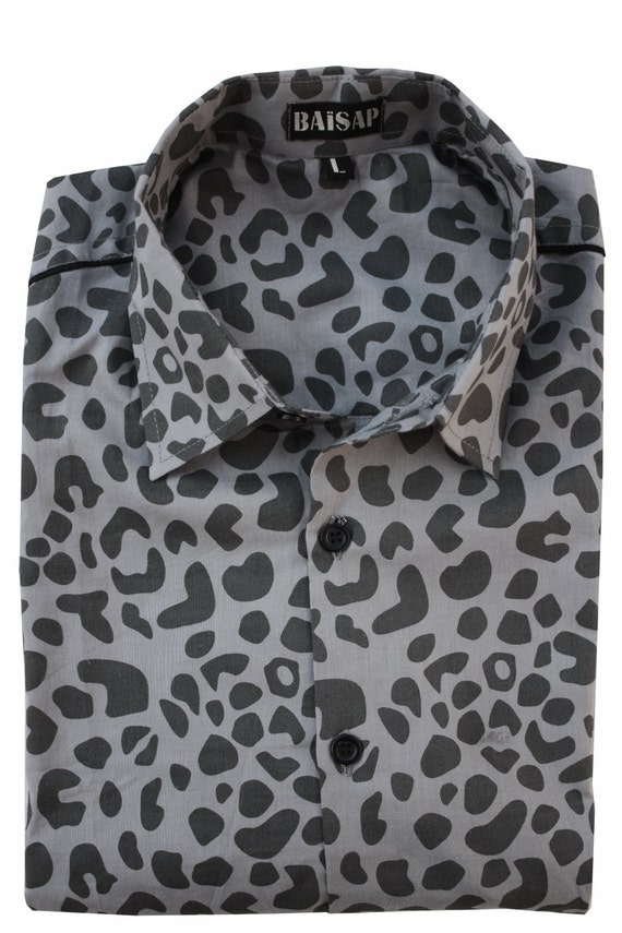 Camisa leopardo hombre gris manga corta BAÏSAP - México