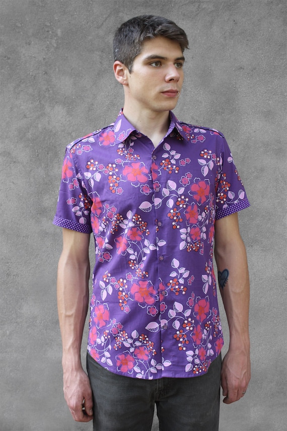 Purple floral shirt mens Clearance