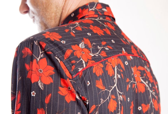 Chemise noire fleurie chemise homme en coton doux manches - Etsy France