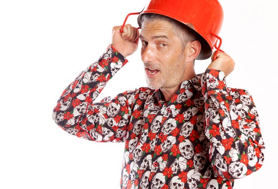 Skull Dress Shirt - Etsy Skull Dress Shirt - Etsy