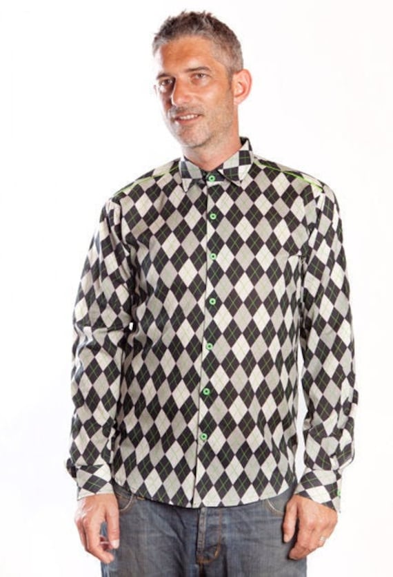 Argyle Shirt - Jacquard - Etsy Canada