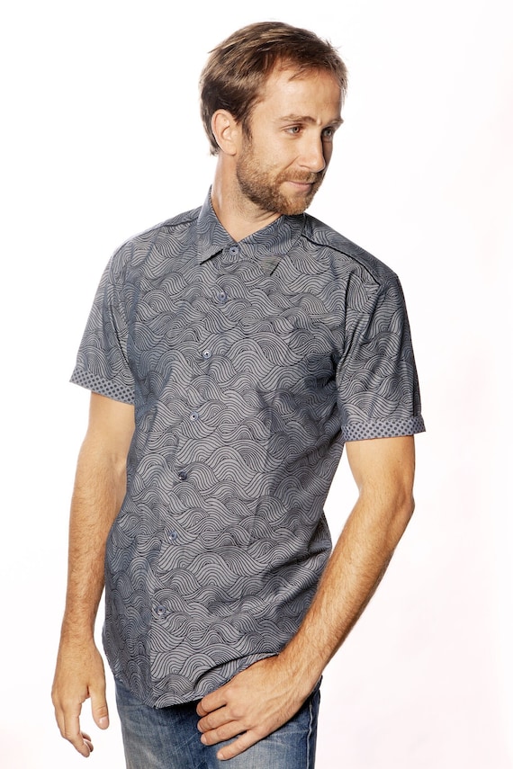 Chambray Shirt Short Sleeve Waves S Size Etsy UK