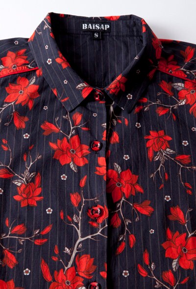 Red Floral Shirt Short Sleeve XL Size 