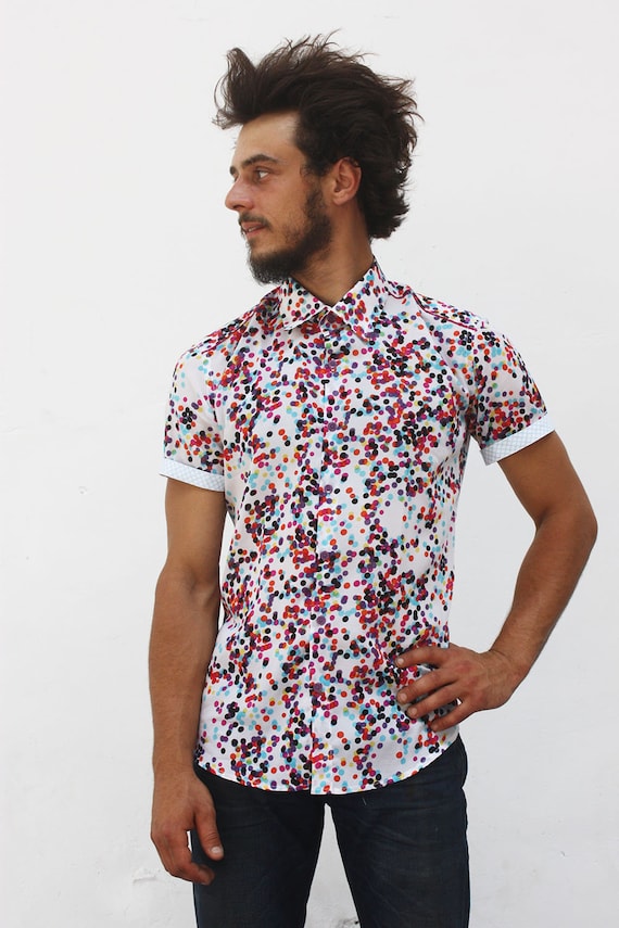 Mens short sleeve polka dot shirt 