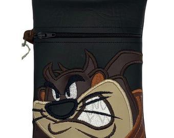 Embroidered Zipper Bag Tasmanian Devil  "Taz"