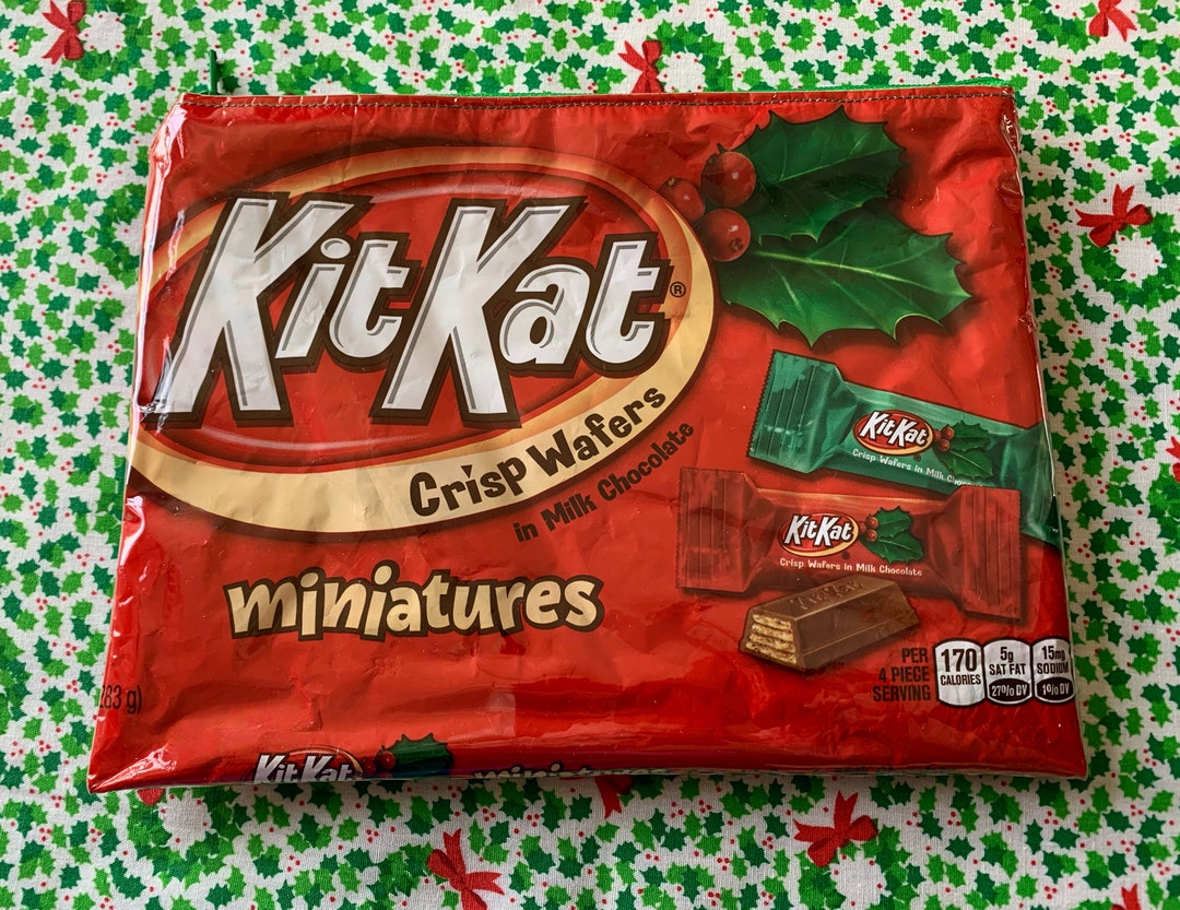 Kit Kat Christmas Miniatures Candy Wrapper Upcycled Zippered Bag/pouch