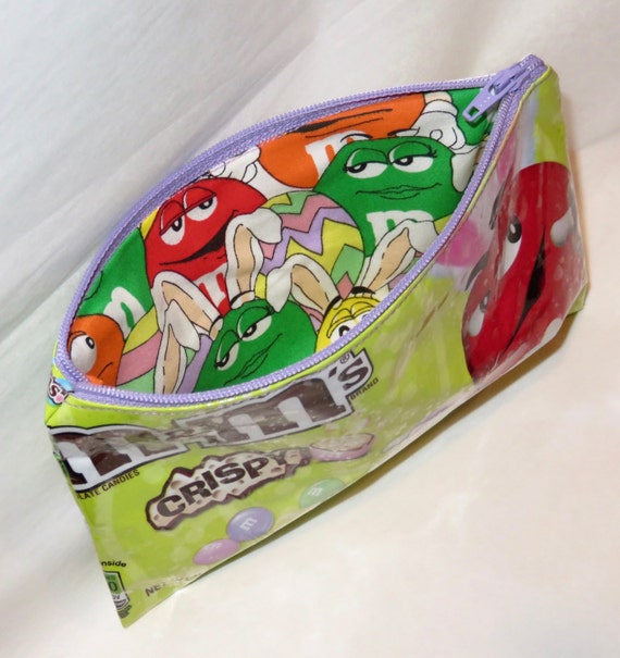 M&ms Crispy Easter Candy Wrapper Up-cycled Zippered Bag/pouch 