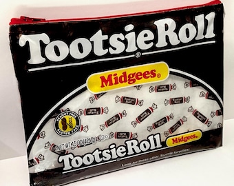 Tootsie Roll Candy Wrapper Up-cycled Zippered Bag/Pouch