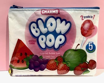 Blow Pop Candy Wrapper Up-cycled Zippered Bag/Pouch