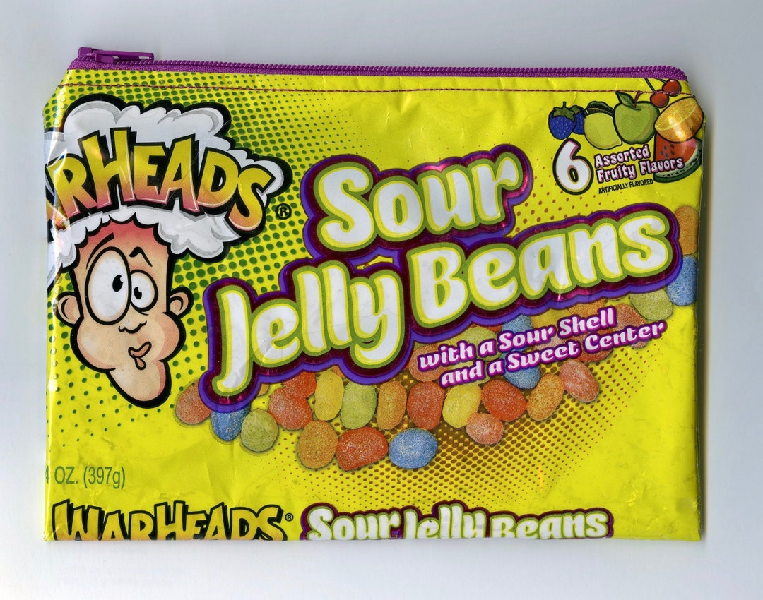 Warheads Sour Jelly Beans Candy Wrapper Upcycled Zippered Bag/pouch Etsy