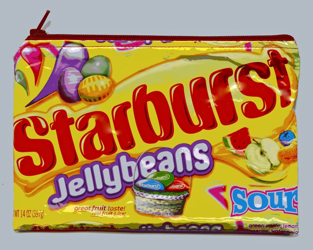 NEW Starburst Sour Jellybeans Candy Wrapper Upcycled Zippered Bag