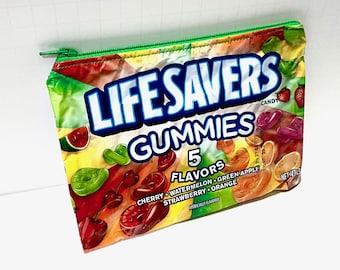 Life Savers Gummies Candy Wrapper Up-cycled Zippered Bag/Pouch