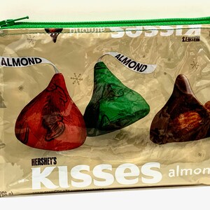 Hershey’s Kisses Almond Candy Wrapper Up-cycled Zippered Bag/Pouch