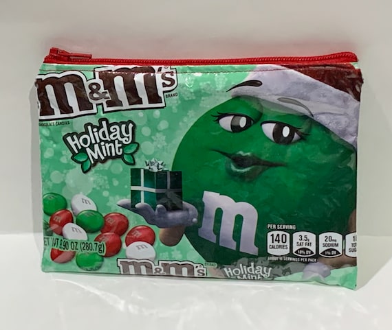 M&ms Christmas Candy Wrapper Up-cycled Zippered Bag/pouch 