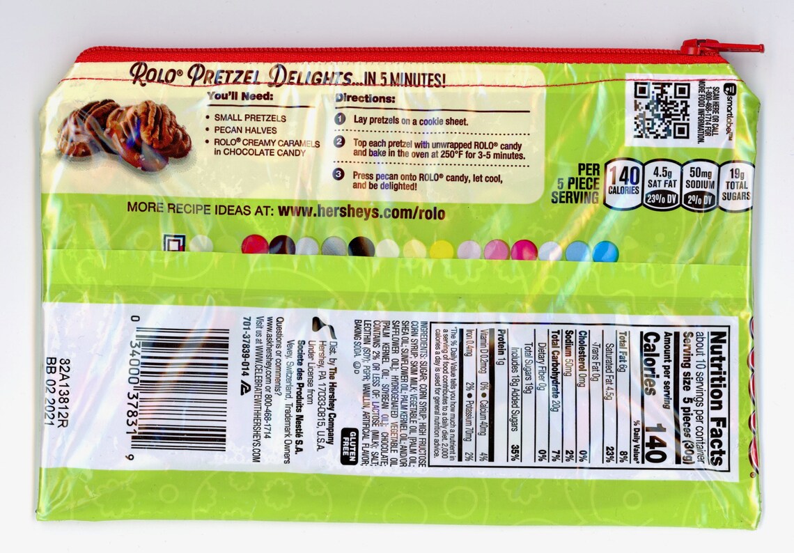 Rolo Candy Green Wrapper Up-cycled Zippered Bag/pouch | Etsy