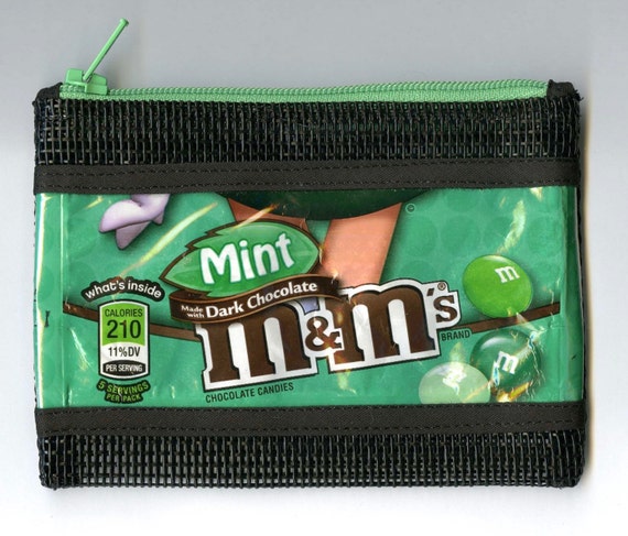 M&ms Dark Chocolate Candy Wrapper Up-cycled Zippered 