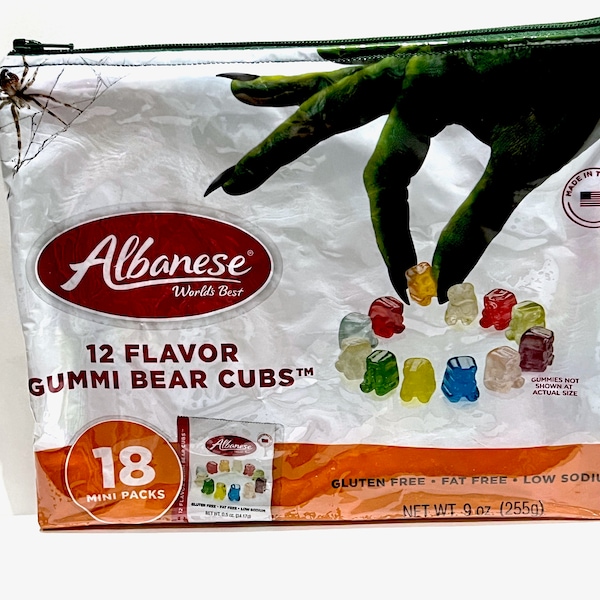 New!  Albanese Gummi Bear Cubs Up-cycled Candy Wrapper Zippered Bag/Pouch