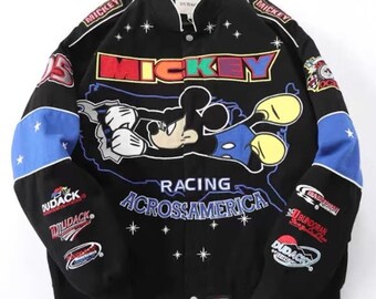 Vintage Disney jas Mickey Mouse Racing jas Vintage Disney Varsity jas cartoon jas