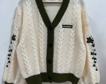 Cardigan Evermore lierre brodé d'étoiles d'inspiration folklorique pour femme mode automne pêcheur col en V Swiftie cadeau Merch de Noël Cottagecore