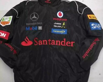 Formel 1 Rennjacke Mercedes Vintage-Style // Bomberjacke Mode Y2K harajuku