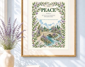 Day 4 Peace Proverbs 3:17 Printable Wall Art, Christian Scripture Poster and Coloring Page, Instant Digital Download