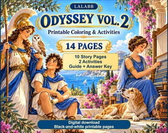 Odyssey Vol. 2: Greek Mythology Printable Coloring & Activity Book, 14 Pages
