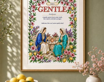 Proverbs 15:1 GENTLE Printable Scripture Art & Coloring Page, Christian Wall Decor, Instant Digital Download