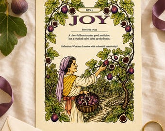 Proverbs 17:22 JOY Printable Scripture Art & Coloring Page, Christian Wall Decor, Instant Digital Download
