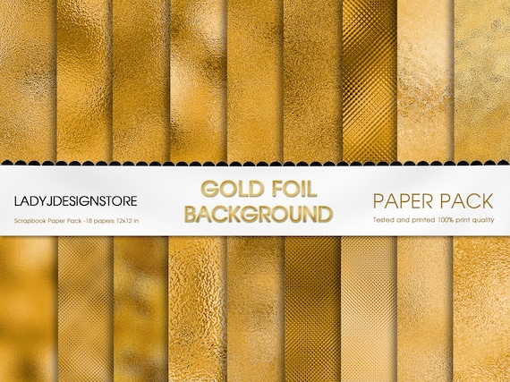 Gold Foil Glitter Digital Paper, Gold Digital Texture Paper Yellow Gold  Backgrounds, Gold Glitter Paper Pack Gold Metallic Canva Background 