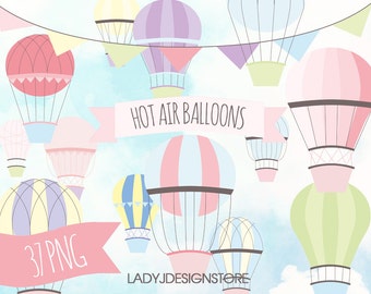 Digital ClipArt Hot air balloon- 37 elements ClipArt Hot air balloon,banners, save the date, wedding, baby showers, digital clipart