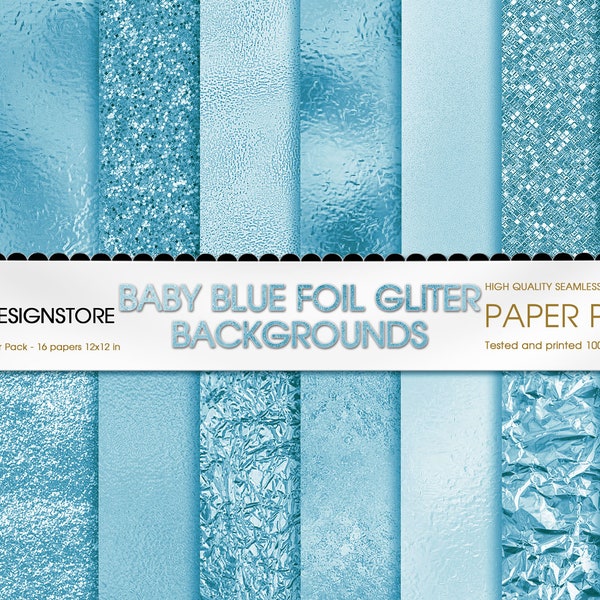 Baby Blue Foil Glitter Seamless Digital Paper, Light Blue Digital Paper Backgrounds, Baby Blue Glitter texture, Glam sequin textures, Canva