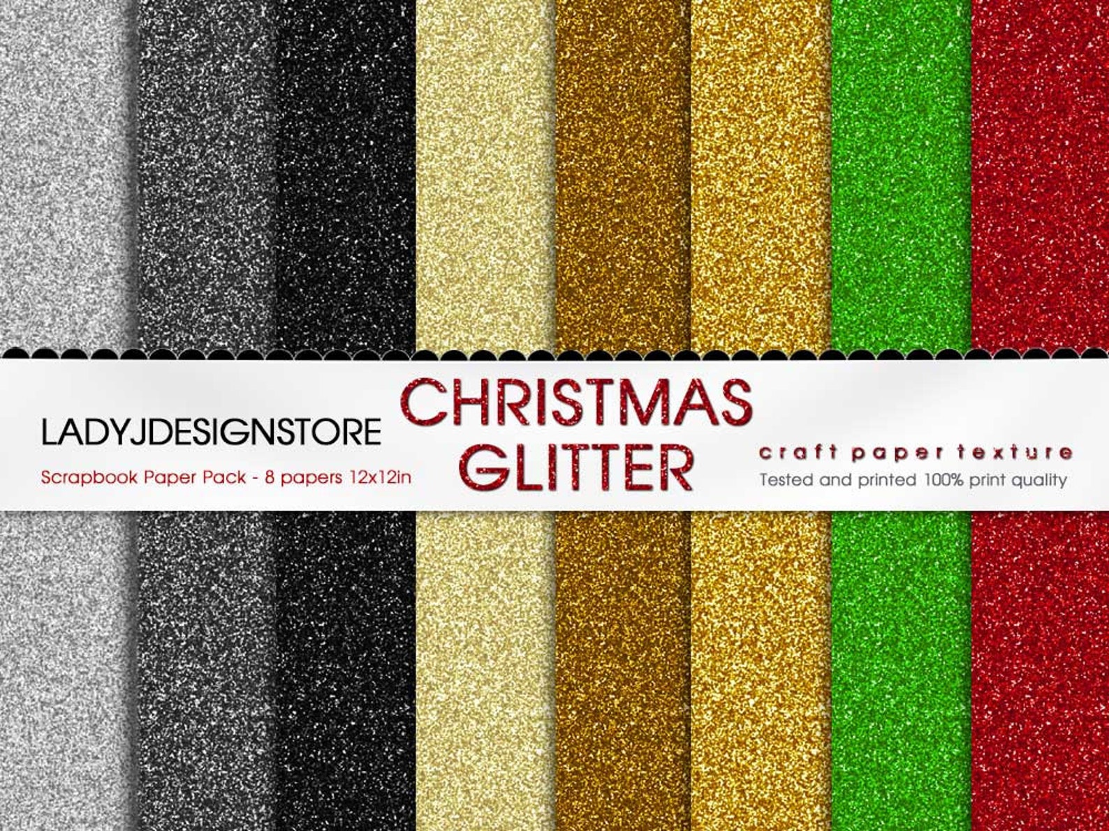 WHITE GLITTER Digital Papers 8 Glitter Textures Paper Pack Etsy