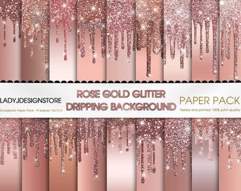 Sparkly Rose Gold Glitter Foil Dripping, sparkle foil dripping rose gold, dripping rose gold glam, dripping frosting drips, printable paper