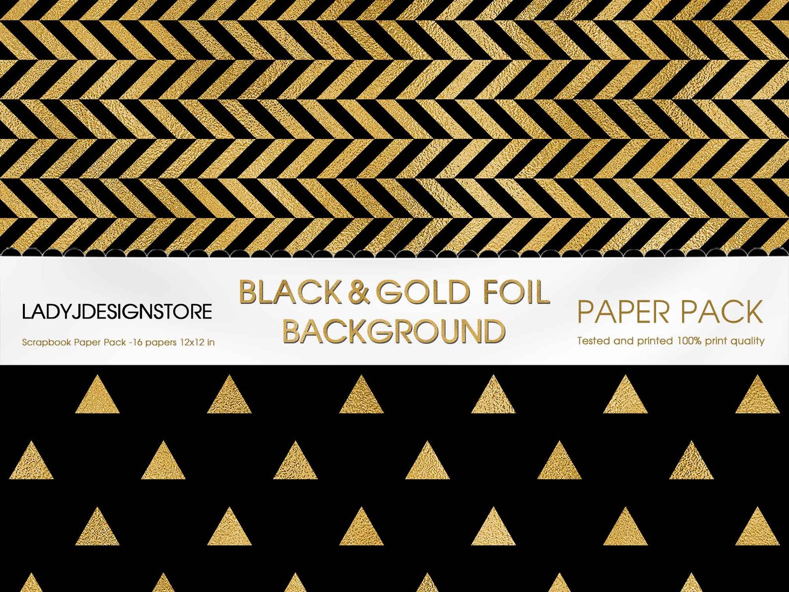 Black and Gold Foil Digital Paper Seamless Black and Gold Etsy