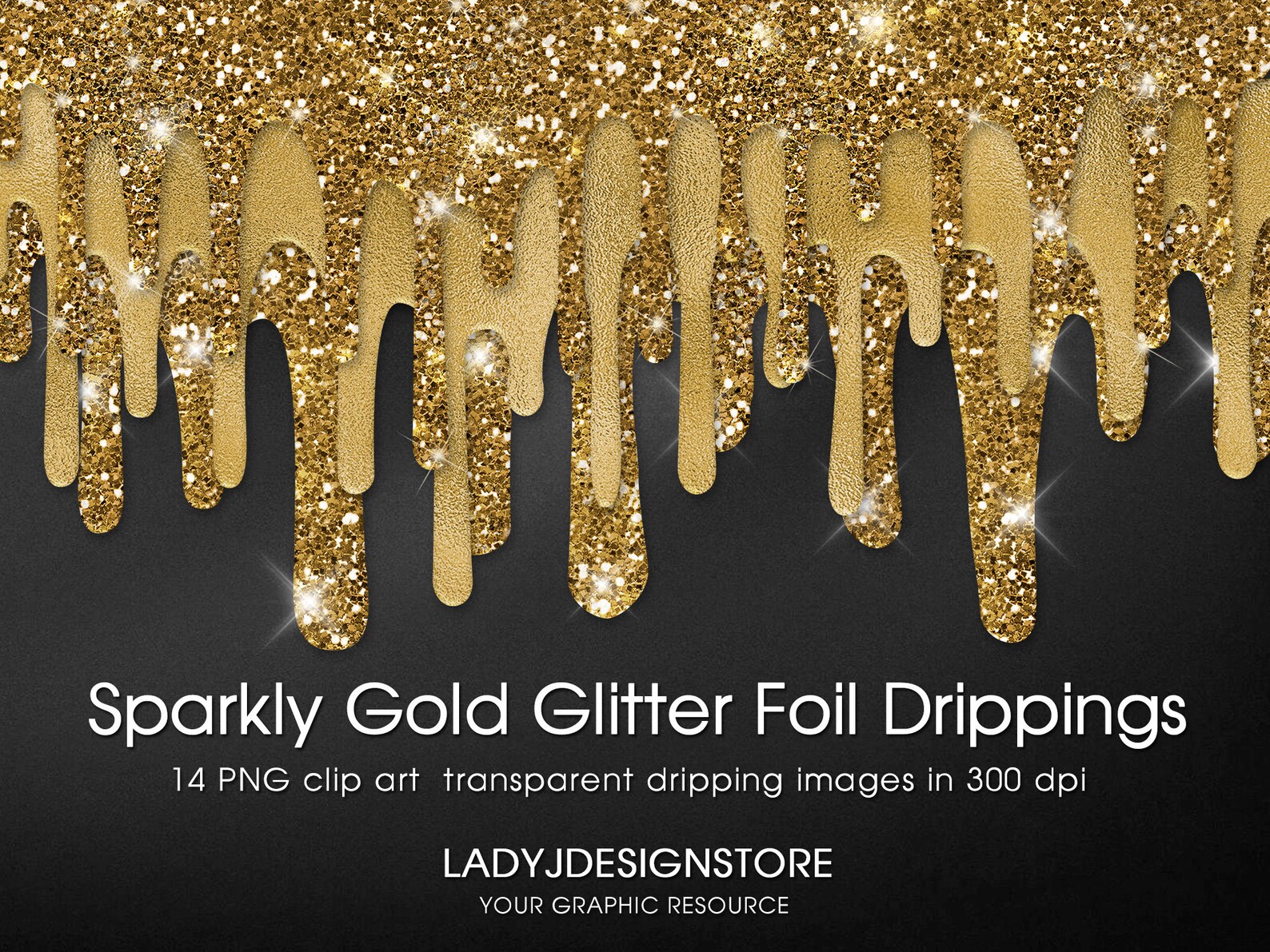 Sparkly Gold Glitter Foil Dripping With Sparkle Foil Drippings Etsy UK
