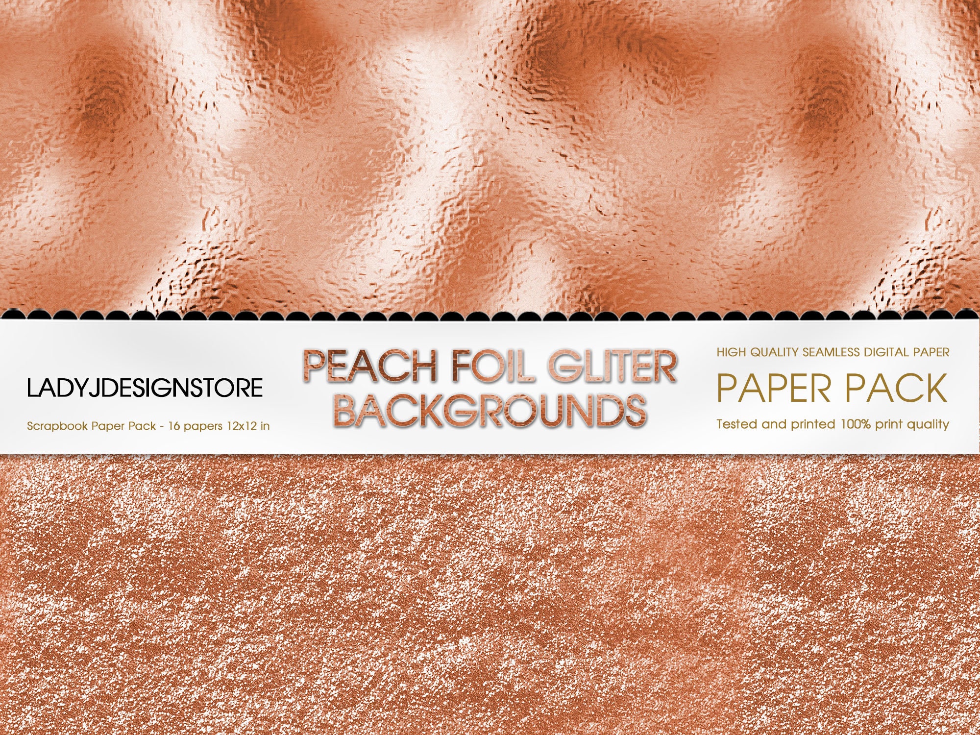 Peach Foil Glitter Seamless Digital Paper Peach Digital Paper Etsy