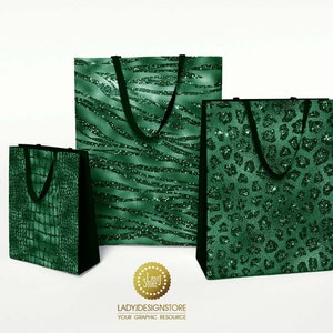 Emerald Glitter Glam Digital Paper, Seamless Tiger Cheetah Zebra ...