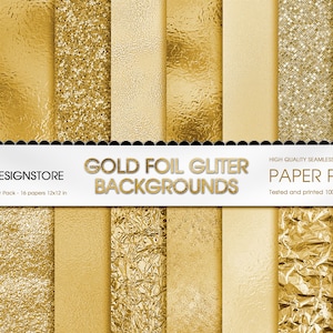 Gold Foil Glitter  Digital Paper, Gold Digital texture Paper Yellow Gold Backgrounds, Gold Glitter paper pack Gold Metallic Canva Background