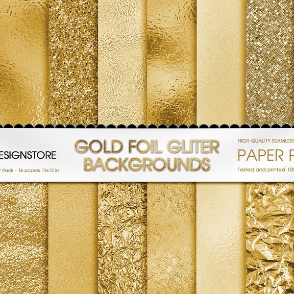 Gold Foil Glitter  Digital Paper, Gold Digital texture Paper Yellow Gold Backgrounds, Gold Glitter paper pack Gold Metallic Canva Background