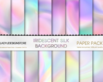 Iridescent Textures, seamless iridescent digital paper, iridescent foils holographic patterns, silk pastel backgrounds, digital paper