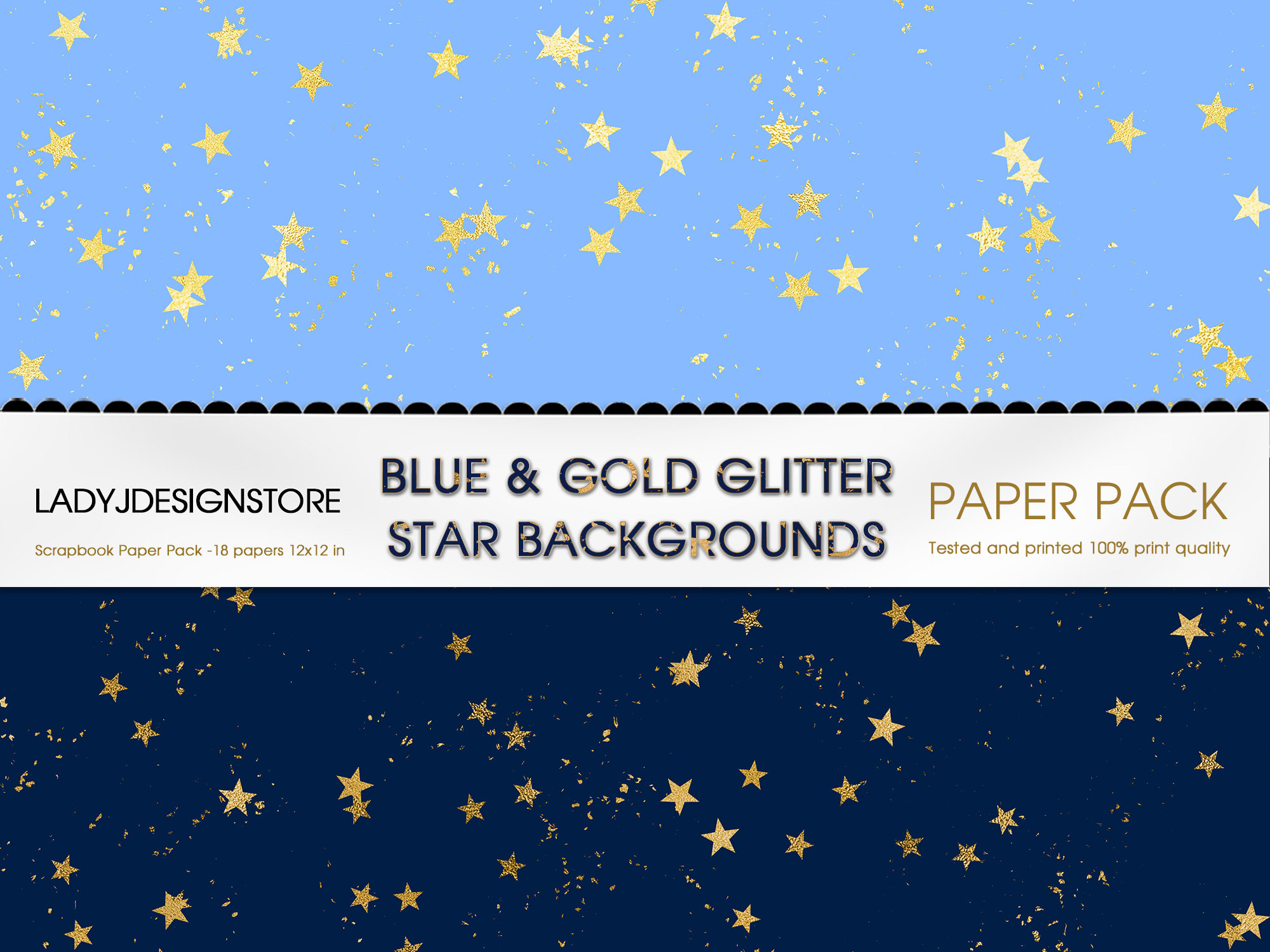 Blue And Gold Stars Background