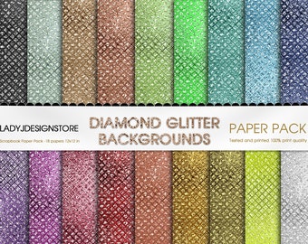 Diamond Glitter Digital Paper seamless glam diamond sequin textures with glitter sparkles rainbow sparkle digital papers glitter textures