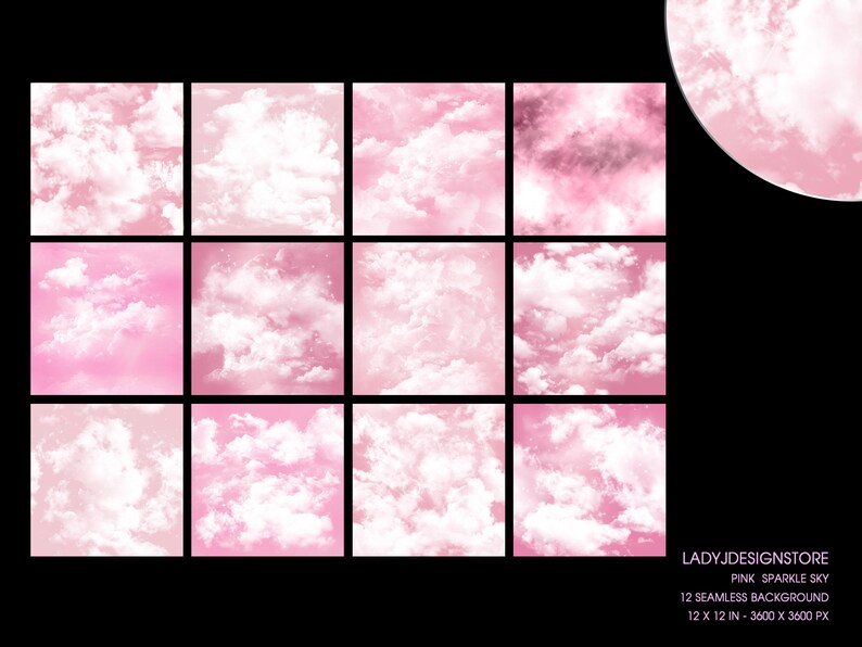 Pink Sparkle Clouds Seamless Background Texture Pink Sky With Etsy
