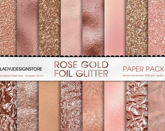 Rose Gold Foil Glitter, seamless textures, Rose Gold Digital Paper Rose Gold Backgrounds, Rose Gold Glitter paper pack, Glam sequin textures