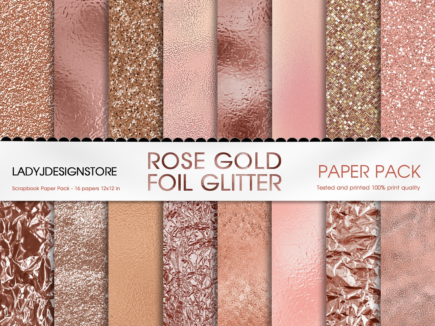 NEW Rose gold Embossed Digital Paper:Pink Lace Paper Pack