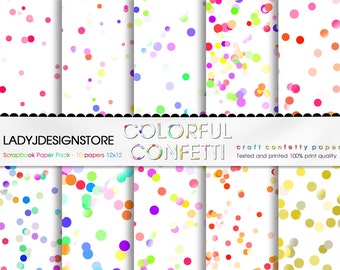 Confetti Paper Pack - 10 Paper for Birthday, Celebration, Paper Confetti, bright colors paper